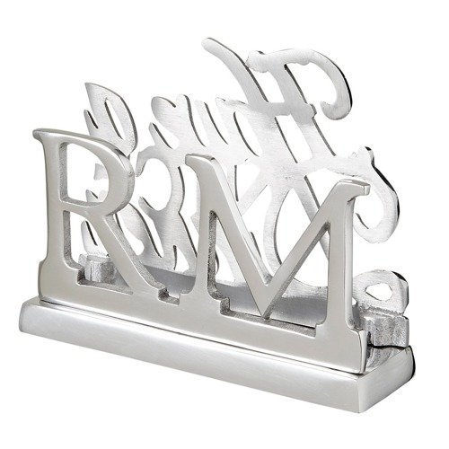 Riviera Maison, stojak na serwetki, Have A Nice Dinner Napkin Holder, aluminiowy, srebrny, 18x14x5cm