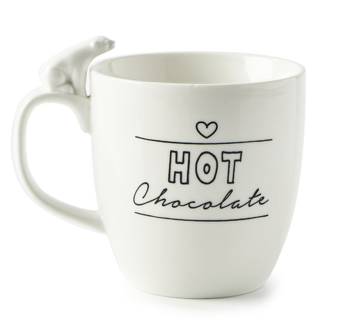 Riviera Maison, Love Hot Chocolate Mug, kubek porcelanowy, biały, h 13,5 x10 cm