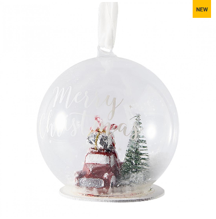 Riviera Maison, bobka na choinkę, Christmas Worl Ornament Dia 10cm, szklana.