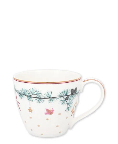 Kubek świąteczny porcelanowy Greengate Mug Juana wpite 9x10cm kolor biały 300ml 