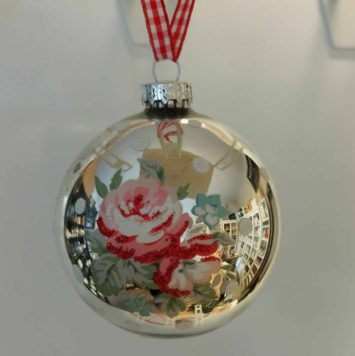 Greengate Bombka szklana Heaven silver srebrna kropki 8cm