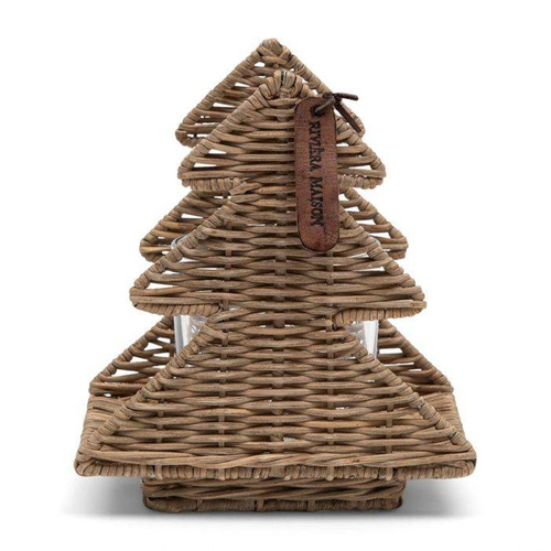 Riviera Maison Świecznik świąteczny choinka rattanowa RR Lovely Trees Votive 17x15x12,5cm