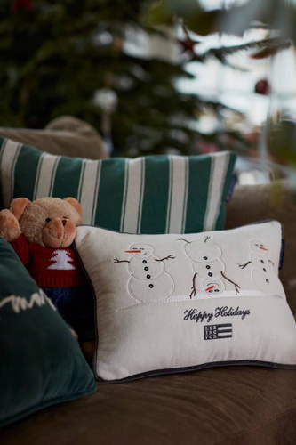 Lexington Poduszka Snowmen Embroidered Cotton Velvet Pillow biała 30x40cm bawełna 100% zawiera wypełnienie