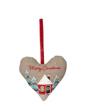 Greengate zawieszka świąteczna serce KPL2szt  filc kolor szary 9,5x10cm.