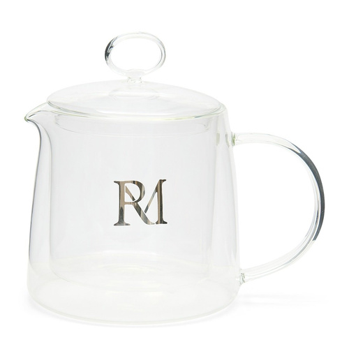 Riiviera Maison Dzbanek do herbaty z podwójnymi ściankami szklany RM Double Wall Monogram Tea Pot 14,5/20x12,5cm poj 1,1L