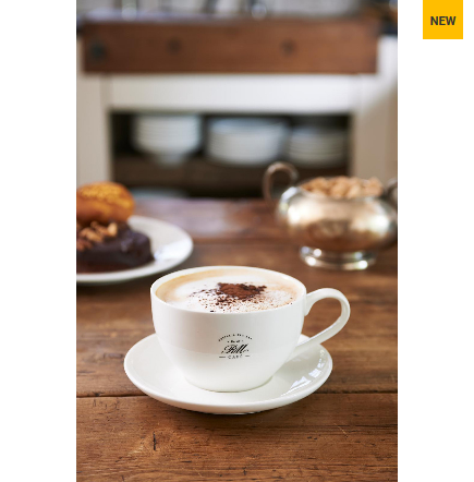 Riviera Maison, filiżanka do kawy, herbaty, RM Cafe cup and saucer L, biała, porcelanowa, 8cm, 400ml