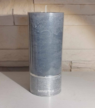 Świeca dekoracyjna Elegance walec kolor szary 16x7cm czas palenia około 70h