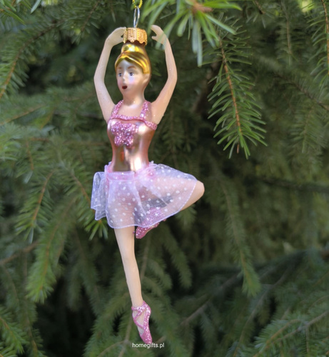 Bombka szklana Baletnica różowa Greengate Ornament glass Ballerina pale pink 16cm kolor różowy