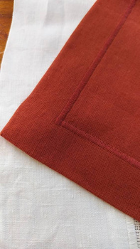 Serwetka lniana 40x40cm kolor rudy ciemny 100% len komplet 6 szt.
