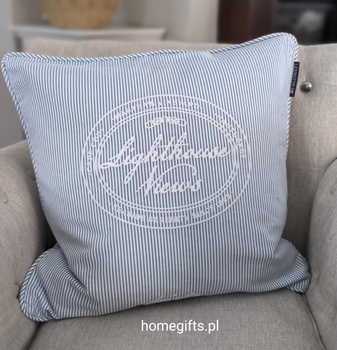 Lexington Poszewka na poduszkę Lighthouse Views Blue/White Striped Organic 100% bawełna 50x50cm