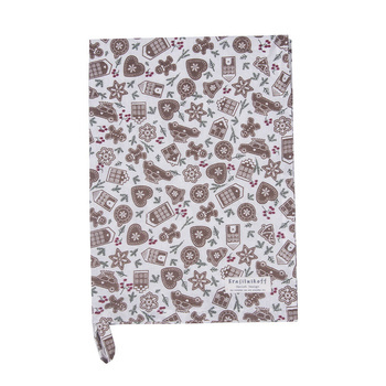 Ręcznik kuchenny świąteczny Gingerbread Krasilnikoff Danish Design kolor brąz/biały/zielony 50x70cm 100% bawełna