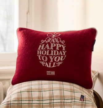 Lexington Poduszka Świąteczna Happy Holiday Ornament Wool Mix 40x30cm kolor bordo 65% wełna 30% poliester 5% włókna z recyklingu
