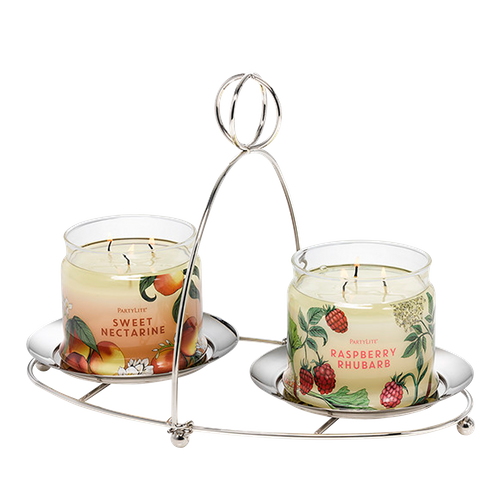 Świecznik metalowy Mix & Mingle Double Jar Display Stand srebrny H23cmx35x21cm
