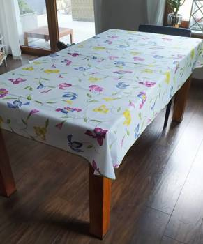 Obrus bawełniany na stół z motywem kwiatów irysa 220x140cm