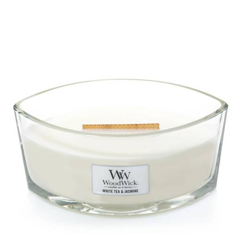 Świeca zapachowa Woodwick Hearthwick White Tea & Jasmine biała 453,6 g