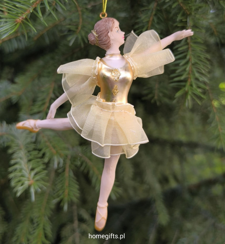 Bombka szklana Baletnica złota Greengate Ornament glass Ballerina gold 16cm kolor złoty/beż