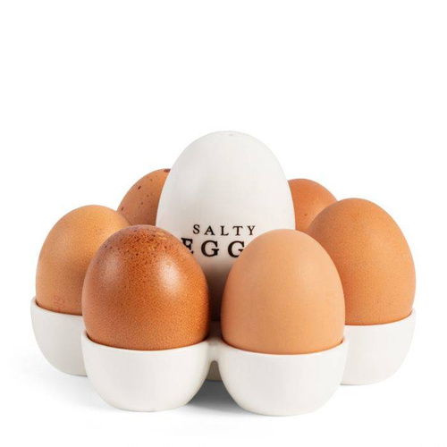 Stojak podstawka do jajek Riviera Maison Salty Eggs Egg Holder porcelana biała 13,8x9cm