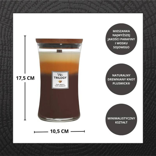 Świeca zapachowa Woodwick Trilogy Cafe Sweets duża 610g