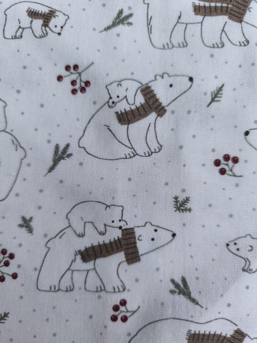 Ręcznik kuchenny świąteczny polarne misie Krasilnikoff Danish Design kolor biały/brązowy/zielony 50x70cm 100% bawełna 