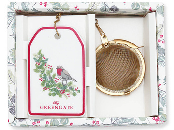 Greengate Zaparzacz do herbaty Tea infuser Leonora white with chain 4,5x21,5 cm