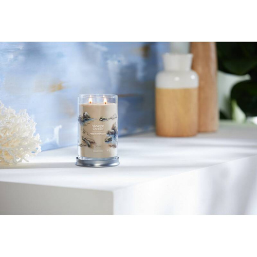 Yankee Candle Signature Świeca zapachowa Amber & Sandalwood Bursztyn i Drzewo Sandałowe duży tumbler 567g dwa knoty wosk sojowy