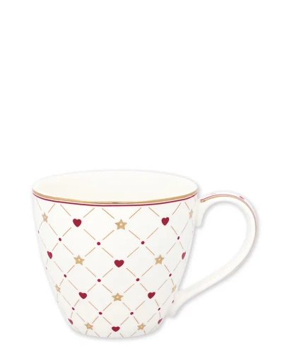 Kubek porcelanowy Greengate Mug Clarina heart white kolor biały/czerwony/złoty