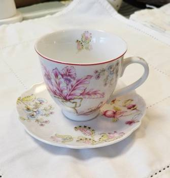 Filiżanka porcelanowa do espresso Paisley Easylife Design biała wzór kwiatowy 100ml