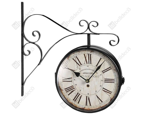 Zegar dworcowy dwustronny Vintage Port Belldeco