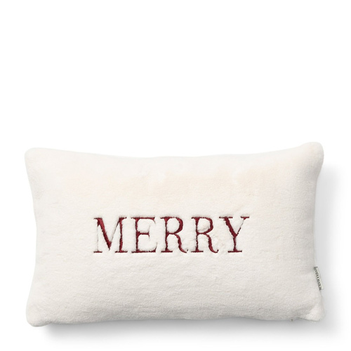 Riviera Maison Poszewka świąteczna na poduszkę Merry Christmas Pillow Cover 50x30 cm kolor ciemny biały/bordo