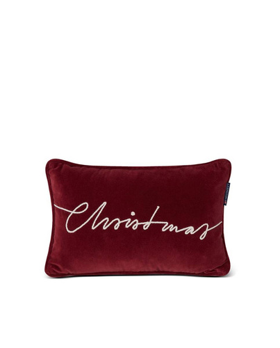 Lexington Poduszka Christmas Cotton Velvet pillow Red 30x50cm bordo zawiera wypełnienie 100% bawełna