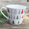 Kubek świąteczny kolorowe choinki Funky Trees Krasilnikoff Danish Design porcelana kolor biały/czerwony/zielony/szary 350ml