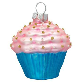 Green Gate Bombka świąteczna Muffina różowa Cupcake Pale Pink Glitter h 6cm