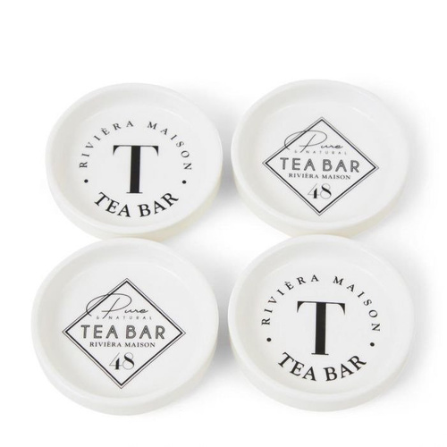 Riviera Maison Talerzyki na torebkę od herbaty RM Tea Bar Tea Tips KPL 4 sztuki porcelana białe