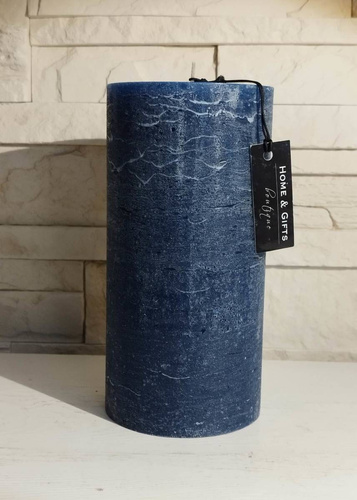 Świeca dekoracyjna walec Rustic kolor granatowy 20x10cm czas palenia około 170h