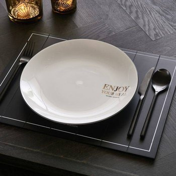 Talerz obiadowy Riviera Maison Enjoy Your Meal Dinner Plate 26cm biały porcelana