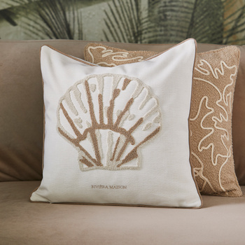 Riviera Maison Poszewka na poduszkę Muszla Shell Pillow Cover 50x50cm kolor biały/beżowy poliester.