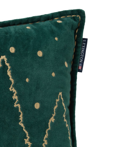 Lexington Poduszka Świąteczna Kamieniczka zielona Winter House Organic Cotton Velvet 50x30 cm kolor zielony 100% bawełna