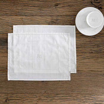Riviera Maison Podkładki materiałowe na stół RM Monogram Placemat KPL 2 szt bawełna 35x45cm