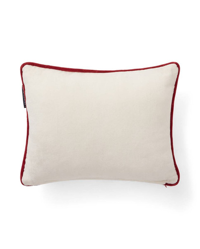 Lexington Poduszka Świąteczna Joy Organic Cotton Velvet 40x30cm kolor biały/bordo