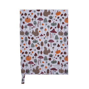 Ręcznik kuchenny jesienny Autumn Mood green Krasilnikoff Danish Design kolor brązowy/ biały/ zielony /pomarańczowy 50x70cm 100% bawełna