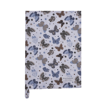 Ręcznik kuchenny motyle Butterfly brown Krasilnikoff Danish Design kolor brązowy/ biały/ błękitny /beżowy 50x70cm 100% bawełna