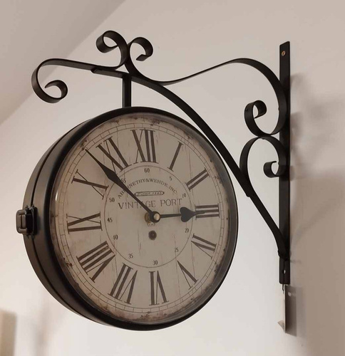 Zegar dworcowy dwustronny Vintage Port Belldeco