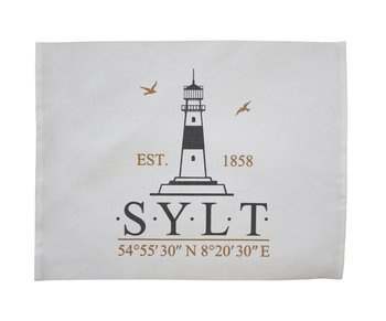 Podkładka bawełniana na stół Krasilnikoff Lighthouse biała z motywem latarni 35 x 48 cm.