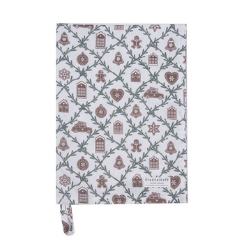 Ręcznik kuchenny świąteczny Ginger Bread Diagonal Krasilnikoff Danish Design kolor brąz/biały/zielony 50x70cm 100% bawełna