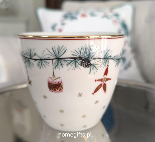 Kubek świąteczny porcelanowy Greengate Mug Juana wpite 9x10cm kolor biały 300ml 