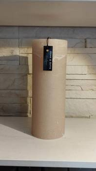 Świeca dekoracyjna walec Rustic jasny beż 27x10cm czas palenia około 215h