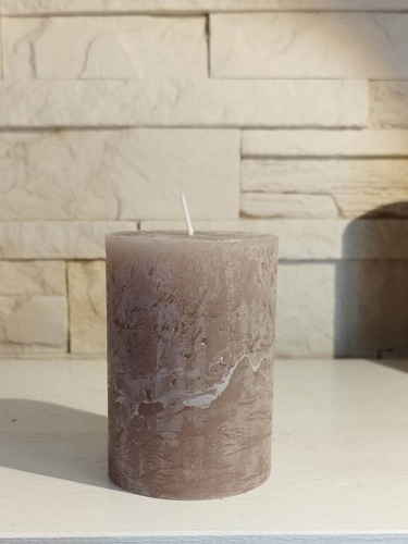 Świeca dekoracyjna walec Rustic ciemny beż 10x7cm czas palenia około 45h