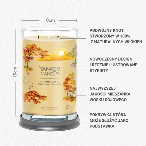 Yankee Candle Signature Świeca zapachowa Autumn Sunset Jesienny Zachód Słońca duży tumbler 567g dwa knoty wosk sojowy