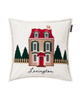 Lexington Poszewka Świąteczna Kamieniczka House Organic Cotton Velvet 50x50cm 100% bawełna biała
