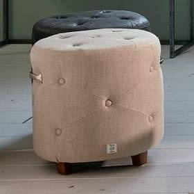 Riviera Maison Pufa Bowery Footstool linen Flax len kolor naturalny 46x43cm